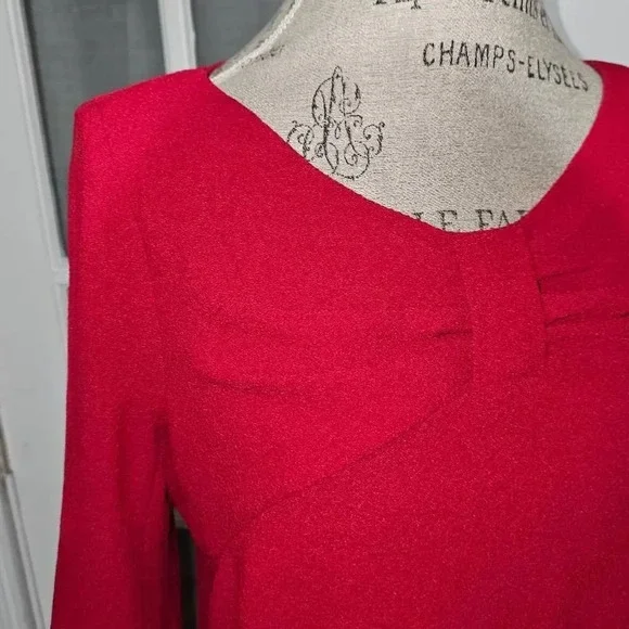 Sandro Womens Red Bow Crepe Dress 2 Holiday Christmas - Picture 3 of 5